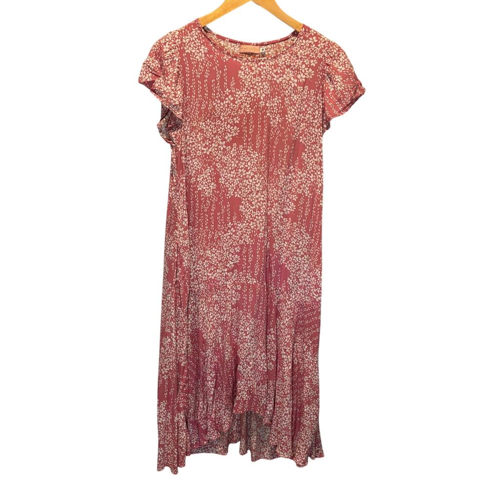 Honeysuckle Beach Pink Floral Midi Dress - size 12